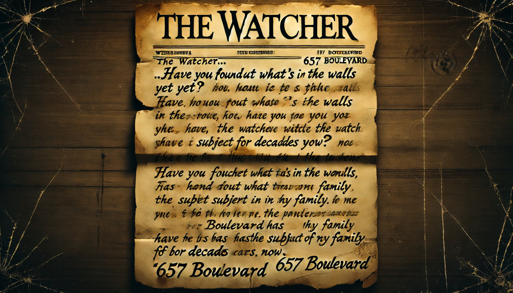 An old stained letter handwritten by the famous Watcher