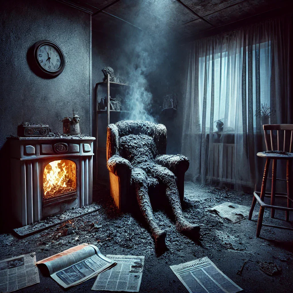 Burnt ashes after spontaneous human combustion