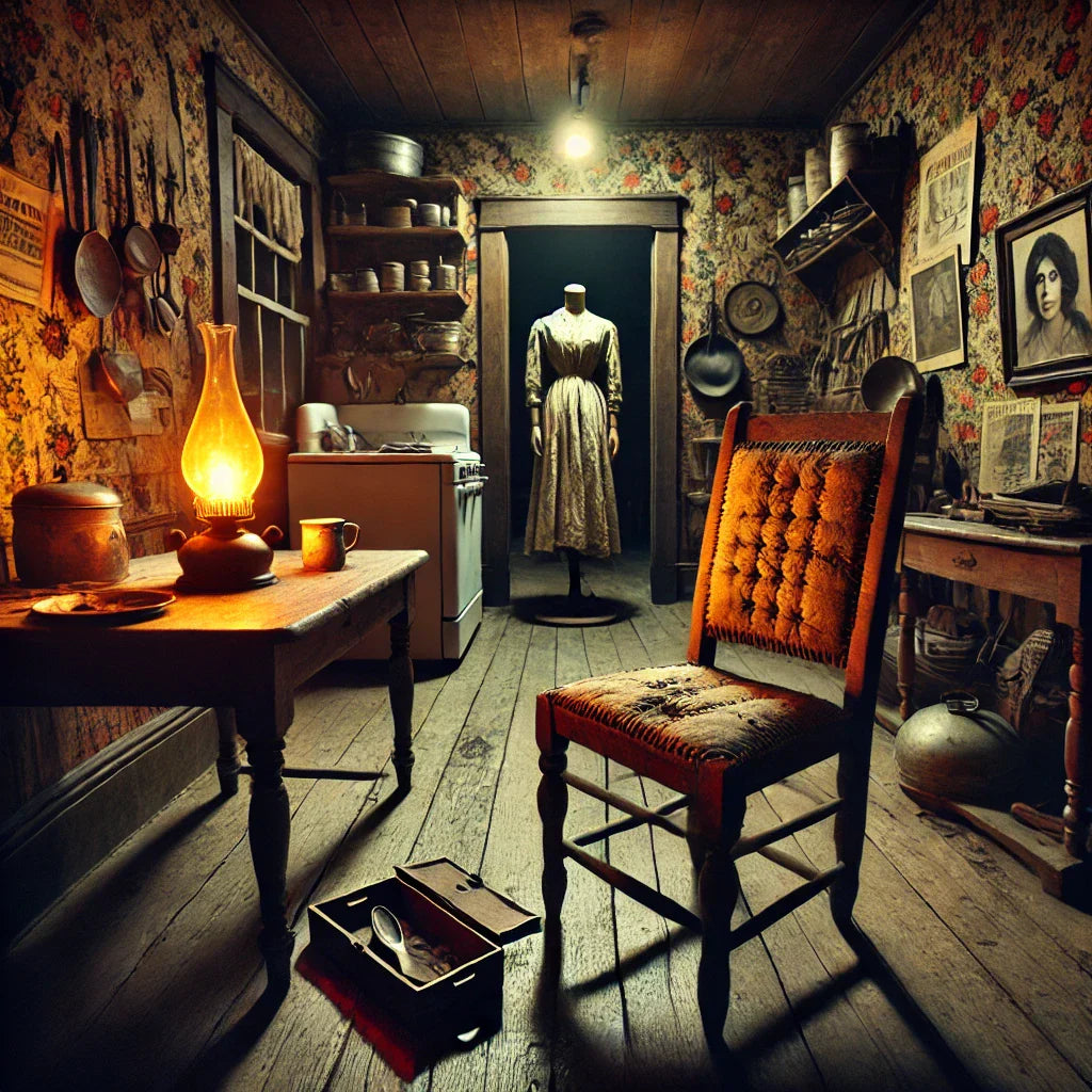 Illustration of a creepy house belonging to Ed Gein