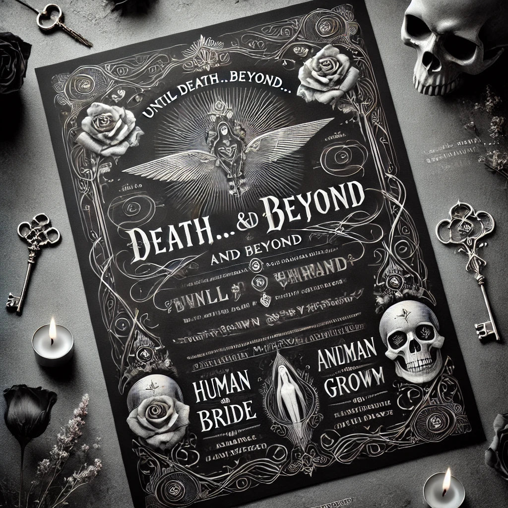 A haunting image of a ghostly wedding invitation