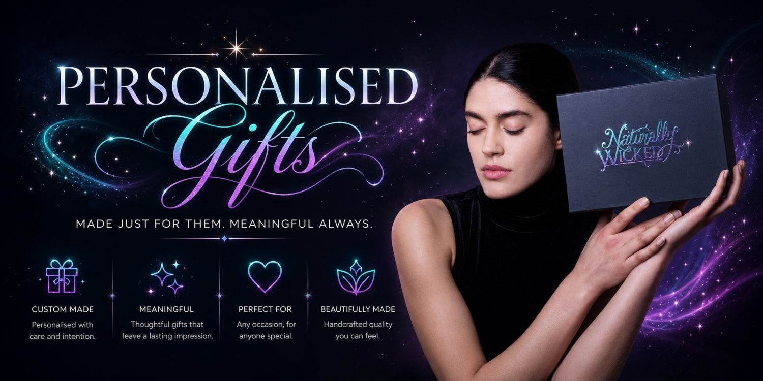 Naturally Wicked Personalised Deluxe Kit In Hands Of Wicked Woman With Beautiful Skin