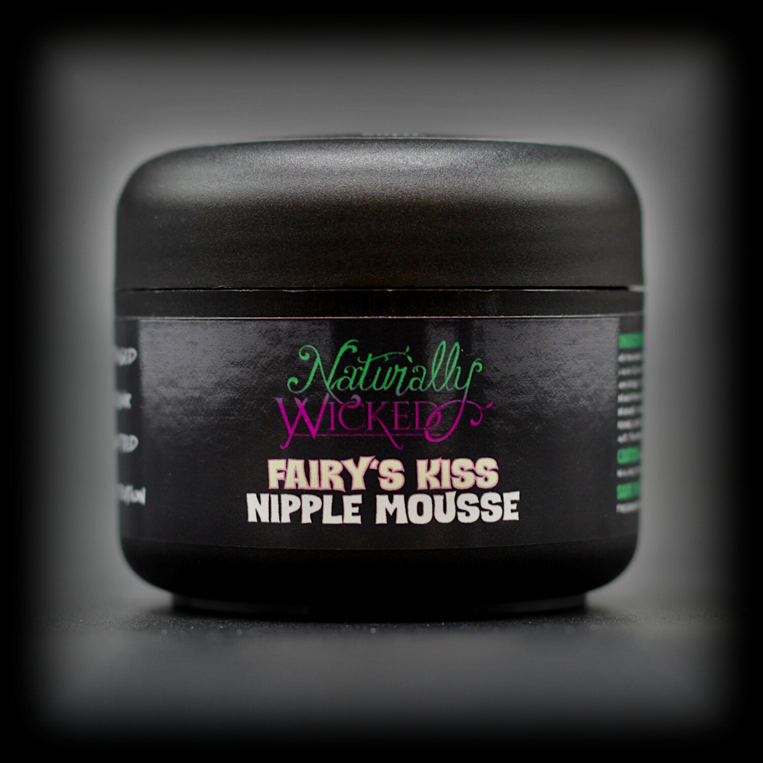 Naturally Wicked Fairy's Kiss Nipple Mousse In Luxury Black Container With Vibrant Magical Labels