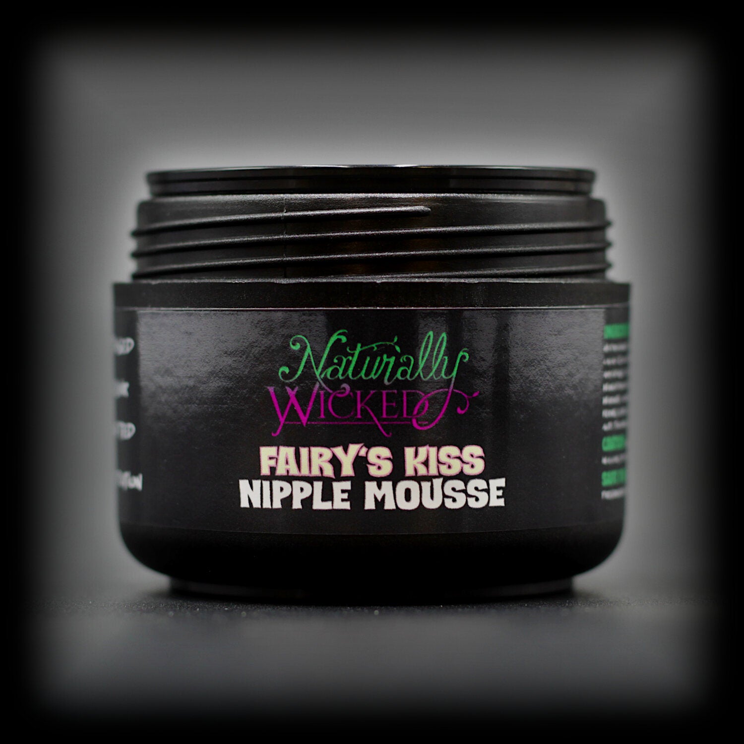 Naturally Wicked Fairy's Kiss Nipple Mousse In Luxury Container With Lid Removed Exposing High End Inner Seal