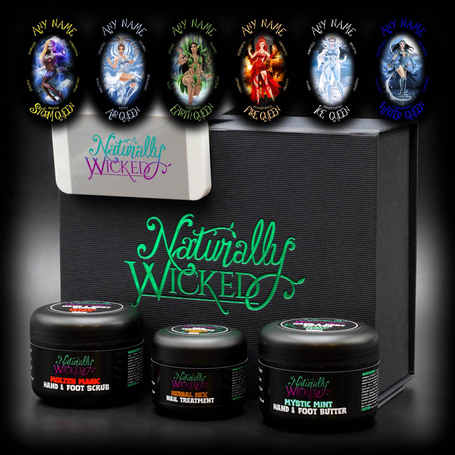 Personalised Naturally Wicked Hand & Foot Beauty Gift Set For Her With Hand & Foot Scrub, Nail Treatment & Hand & Foot Butter