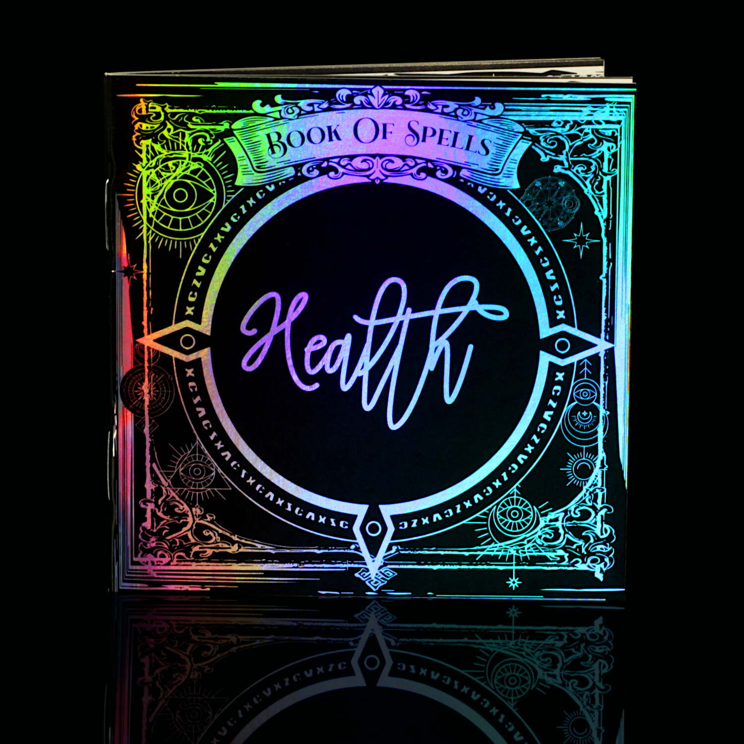 Naturally Wicked Magical, Holographic Book Of Spells, Supplied Alongside The Spellbinding Health Candle, Including A Multitude Of Witchy Health Spells In Various Languages.