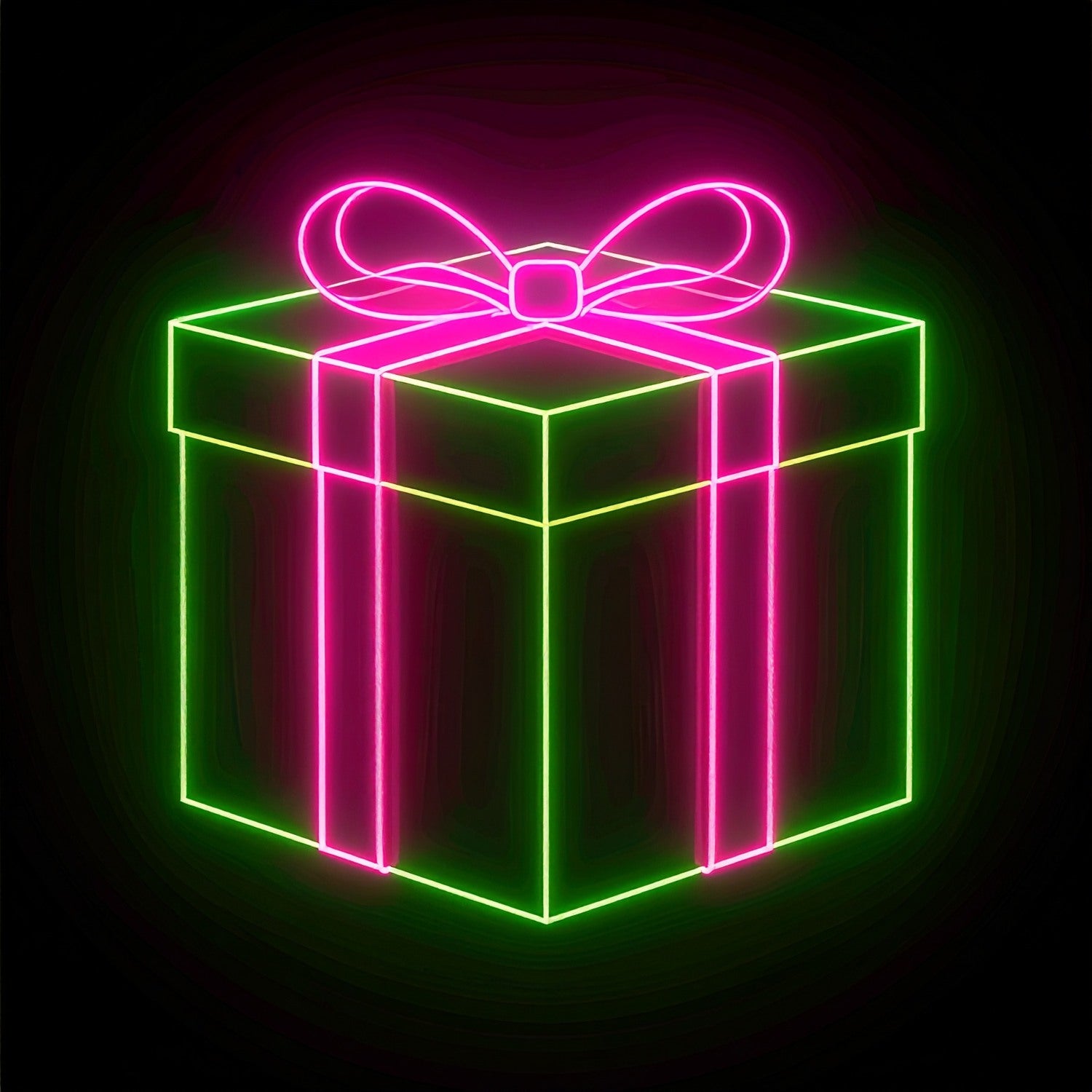 Neon Green Gift With Magical Neon Pink Bow