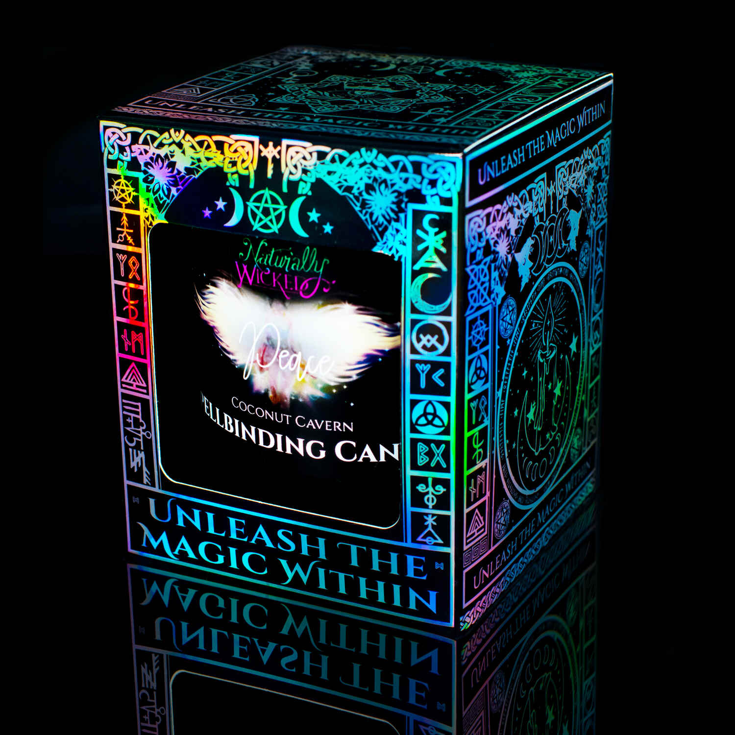 Cast The Perfect Spell With The Naturally Wicked Spellbinding Peace Candle, Displayed In A Magical Iridescent Gloss Gift Box, Which Invites Its User To 'Unleash The Magic Within.'