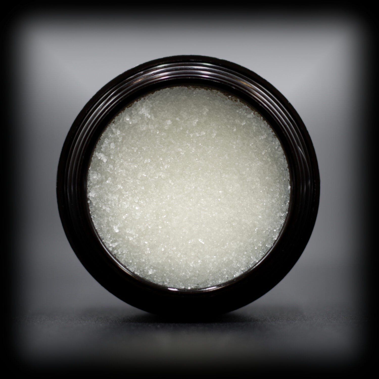 Naturally Wicked Exfoliating Sugar Peppermint Lip Scrub Visible With Lid Removed & Sugar Crystals Exposed