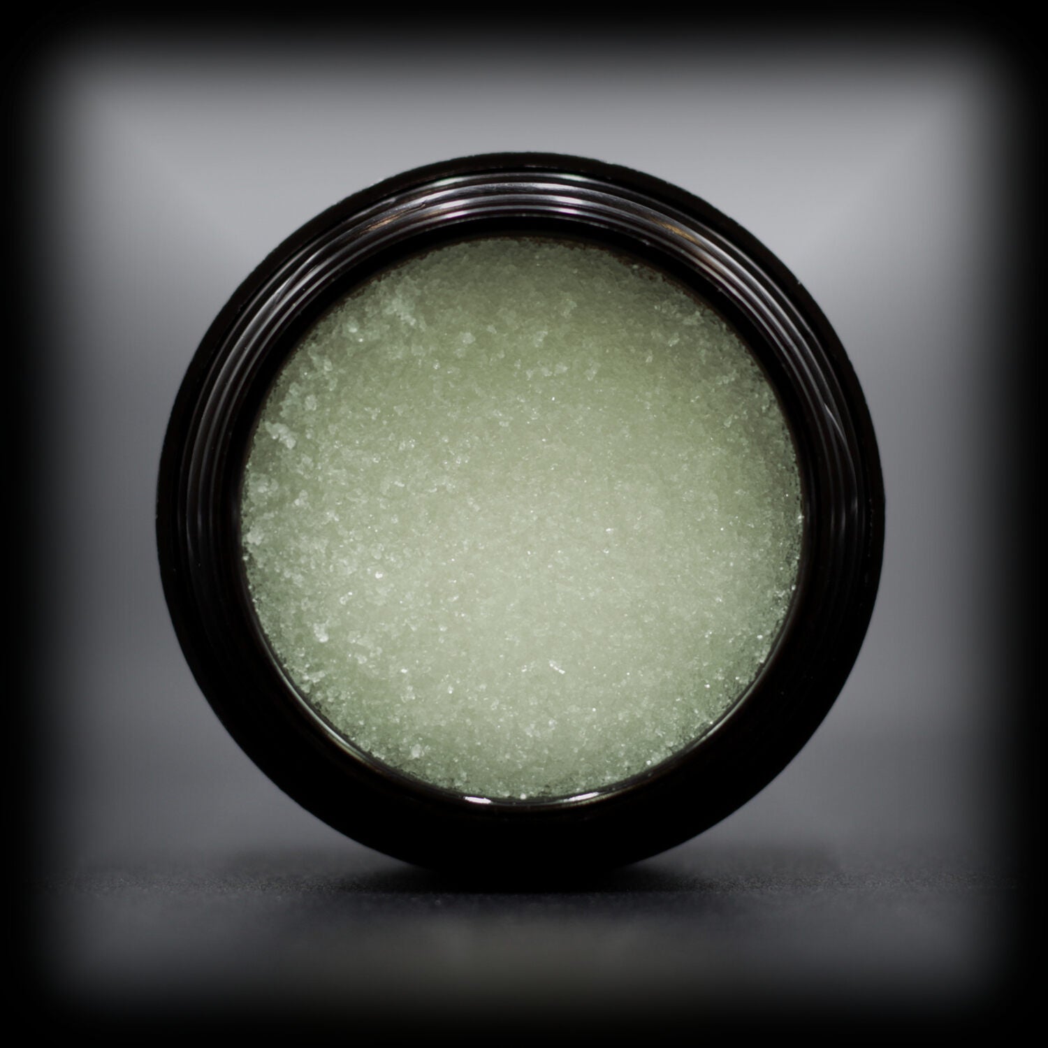 Naturally Wicked Exfoliating Sugar Prosecco Lip Scrub Visible With Lid Removed & Sugar Crystals Exposed