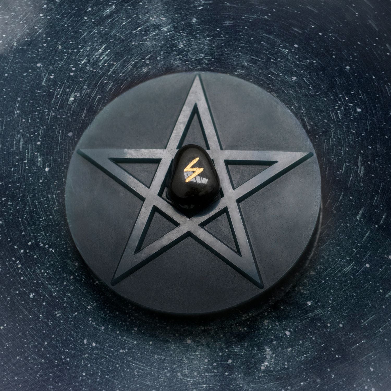 Scenic View Of The Naturally Wicked Fortune Soap For The Dreamer With Black Obsidian Crystal On Black Starry Night Background