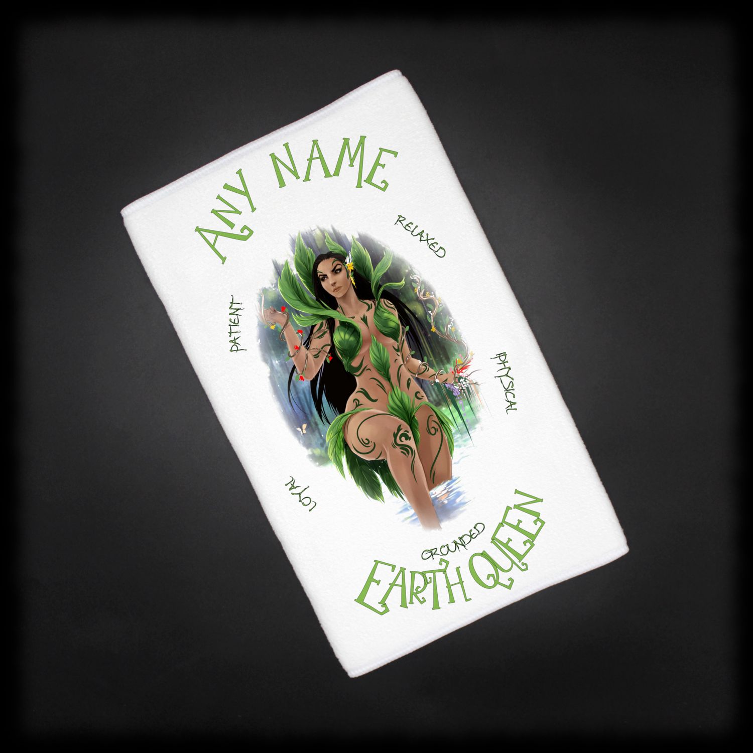 Personalised Gift Towel Personalised With Any Name & Naturally Wicked Earth Queen