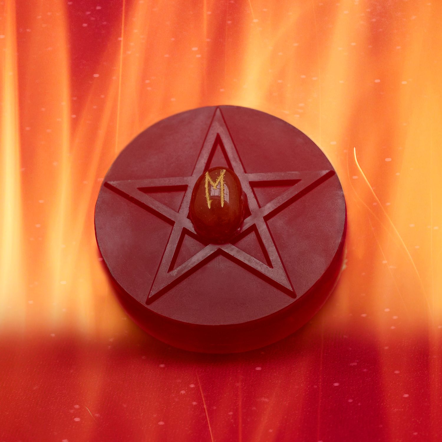 Scenic View Of The Naturally Wicked Fortune Soap For The Lover With Carnelian Crystal On Red Fiery Background