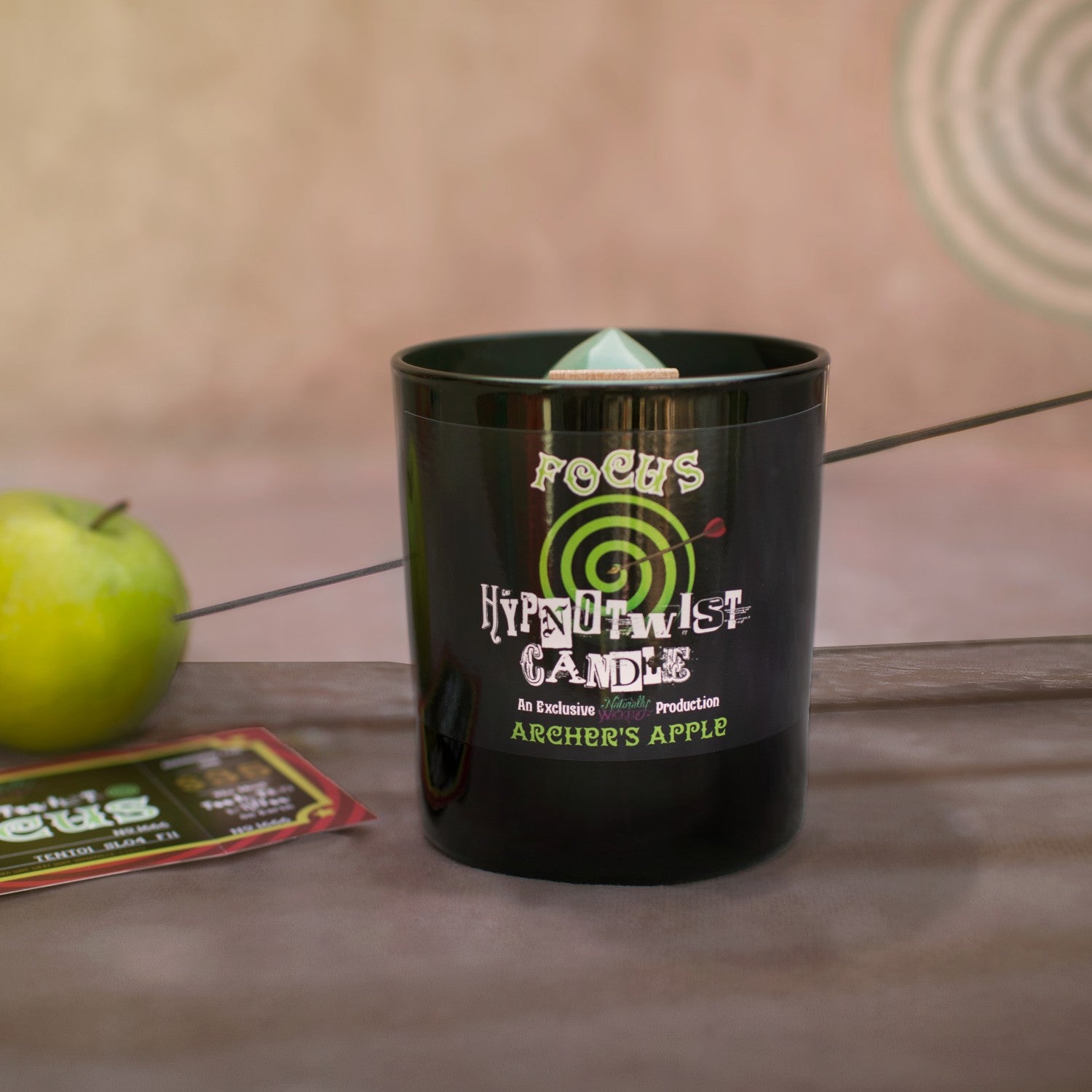 Naturally Wicked Hypntowist Focus Crystal Spell Candle Entombed With Hypnotic Crystal Spinning Top