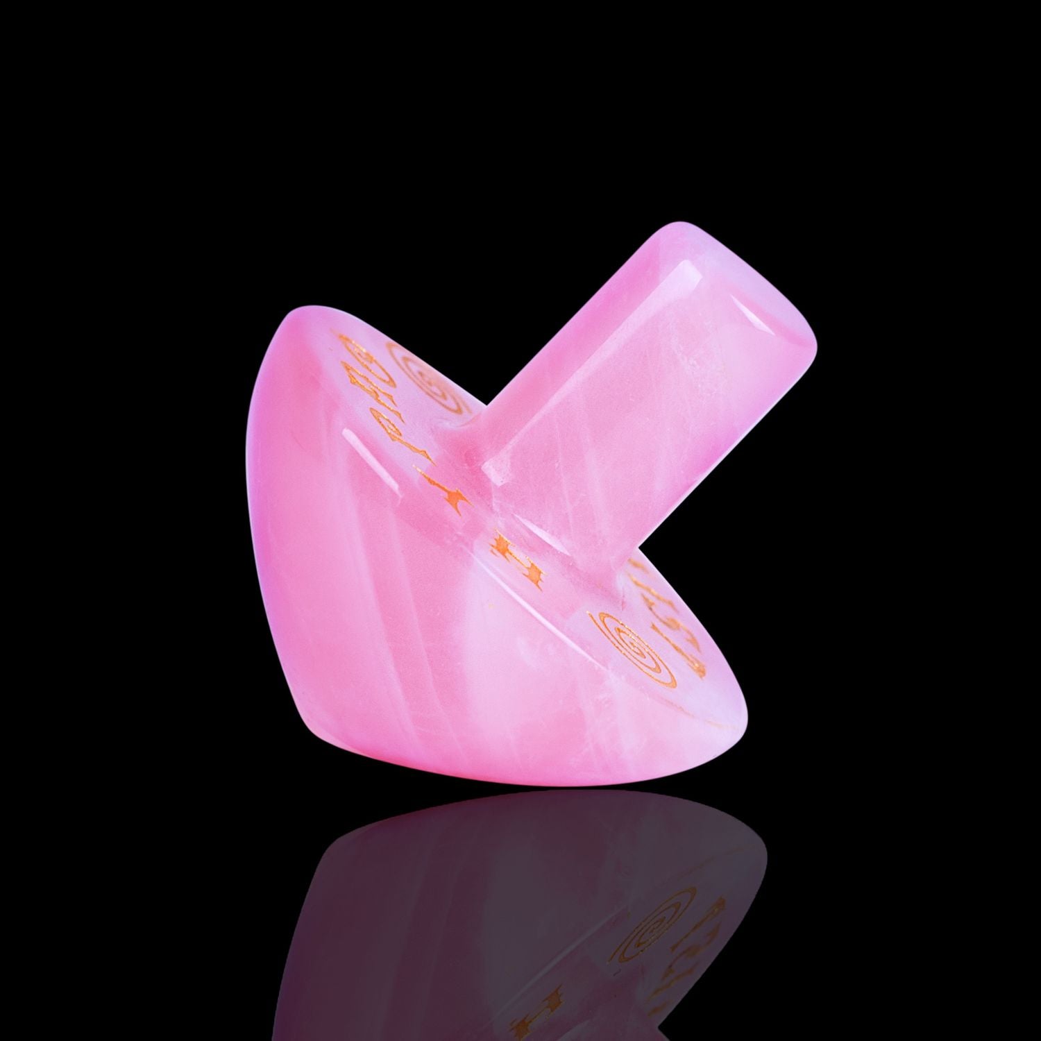 Naturally Wicked Exclusive Hypnotwister. A Rose Quartz Crystal Spinning Top Engraved With Hypno Twist