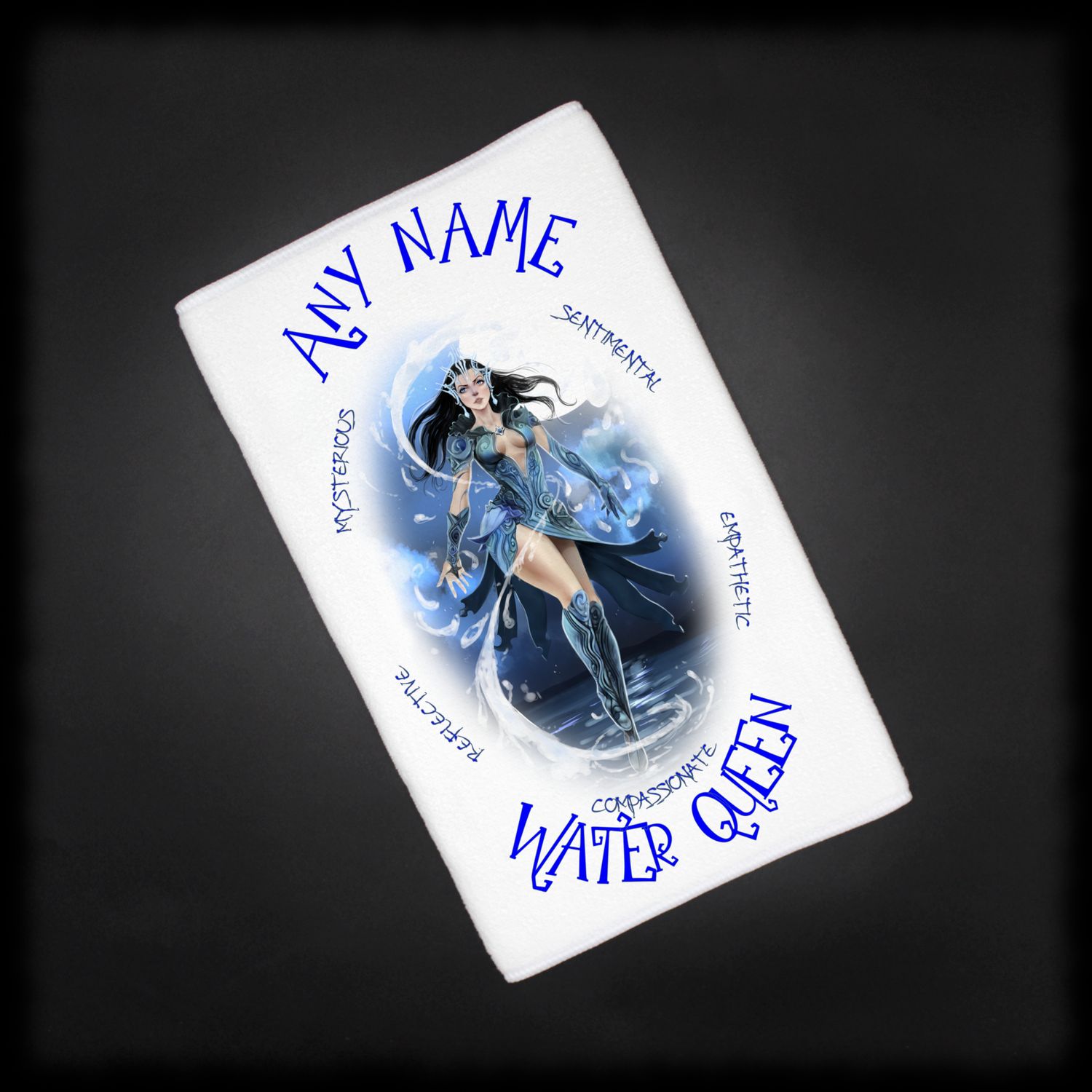 Naturally Wicked Water Queen Personalised Towel Gift For Her Customised With Any Name